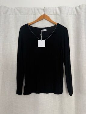 Women's Black Long-Sleeve Knit Top - Unbranded made in Italy